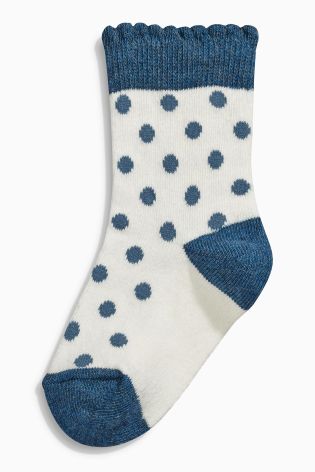 Blue Stripe And Spot Socks Five Pack (Younger Girls)
